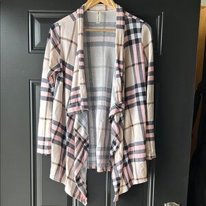 Vanilla Bay Plaid Cardigan - Pink, Black, Cream